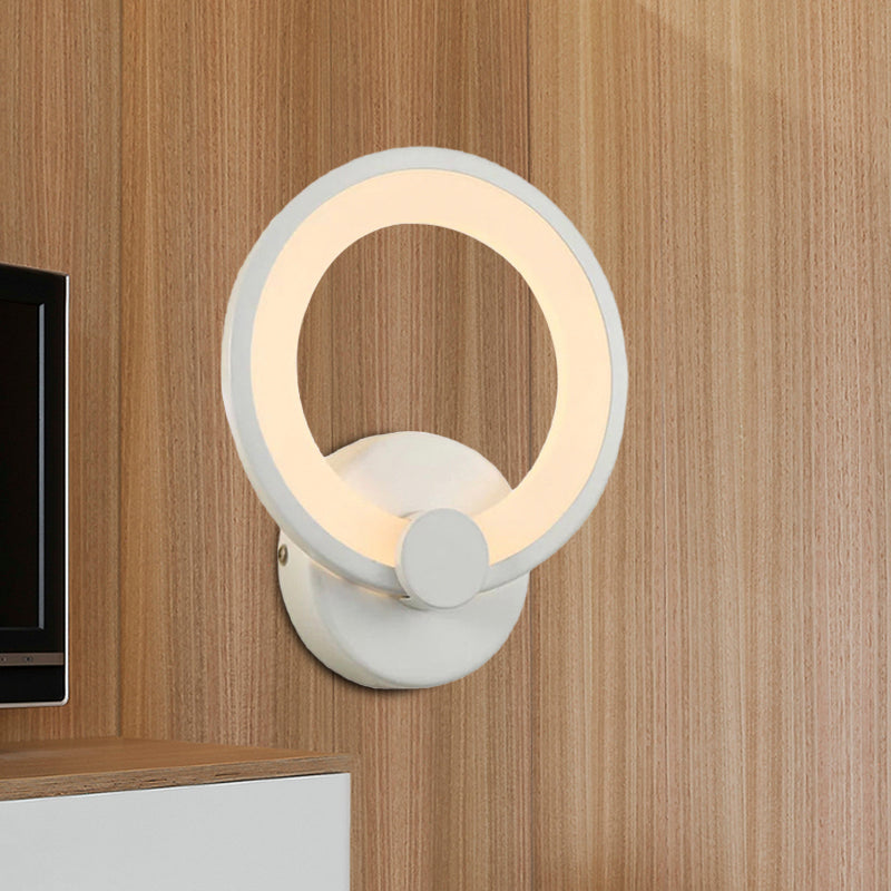 White Led Acrylic Hoop Wall Sconce - Minimalist Mounted Lamp For Corners