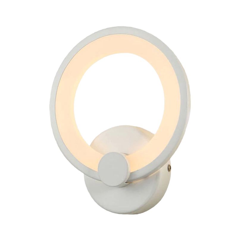 White Led Acrylic Hoop Wall Sconce - Minimalist Mounted Lamp For Corners