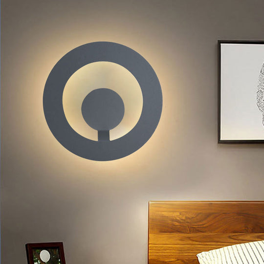 Minimalist Led Wall Sconce In Grey Finish - 7/9 Dia For Living Room / 7