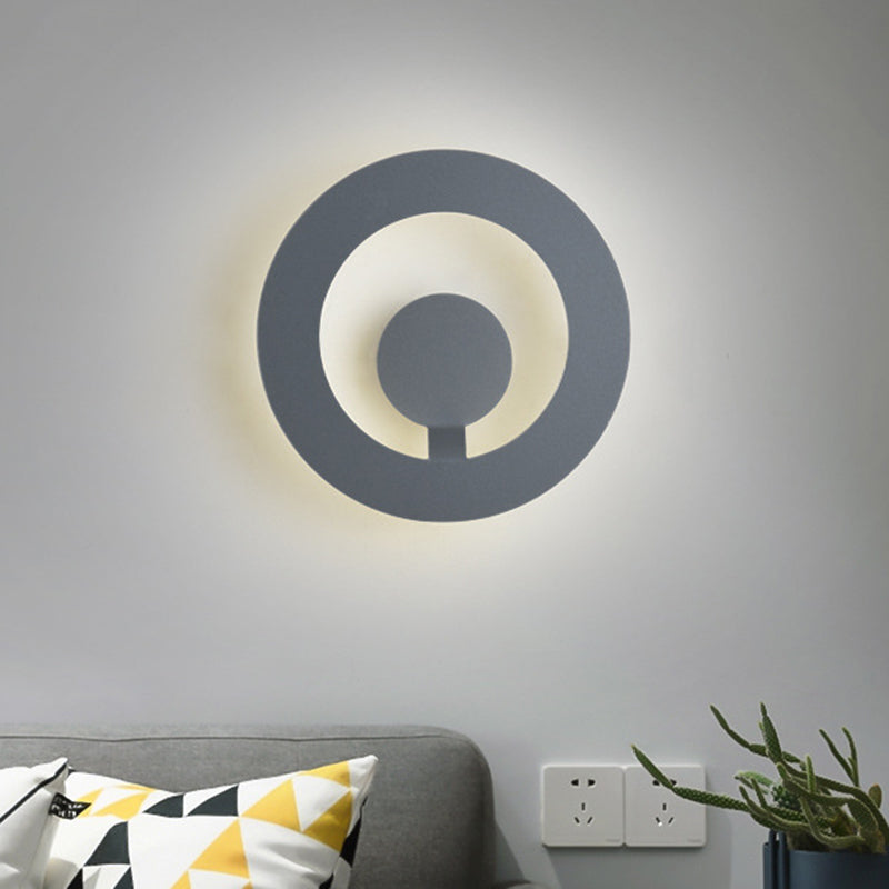 Minimalist Led Wall Sconce In Grey Finish - 7/9 Dia For Living Room