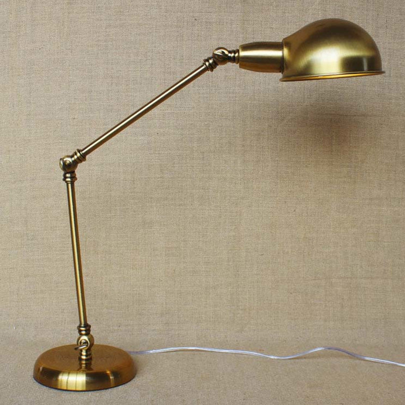 Sleek Industrial Brass/Chrome Swing Arm Desk Lamp With Dome Shade - Ideal For Reading Brass