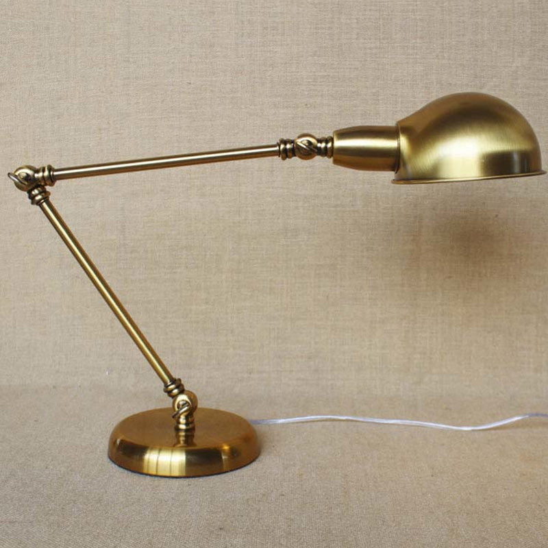 Sleek Industrial Brass/Chrome Swing Arm Desk Lamp With Dome Shade - Ideal For Reading