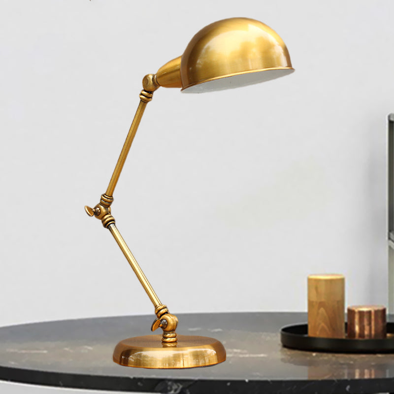 Vintage Loft Metallic Adjustable Desk Lamp - Gold Dome Shade For Bedroom