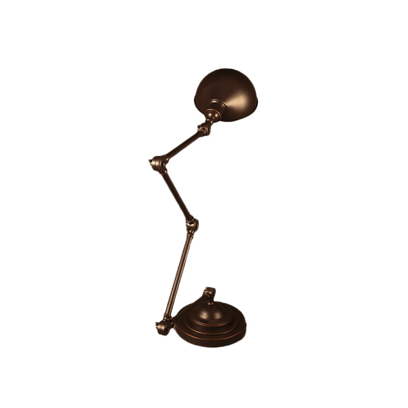 Industrial Style Dome Metal Reading Light - Bronze Swing Arm Desk Lamp For Study Room