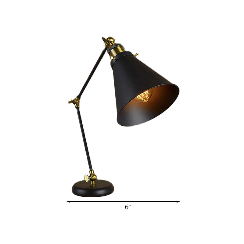 Flexible Black Desk Lamp - Industrial Stylish Conical Reading Light For Study Room