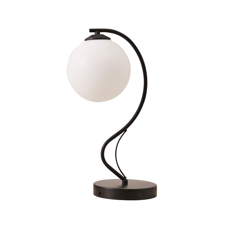 Modern Black Task Lamp With Frosted Glass Globe Shade