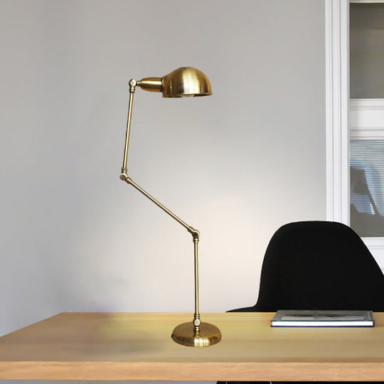 Retro Swing Arm Bedroom Desk Light With Dome Shade - Stylish Metal Design 1 Black/Brass