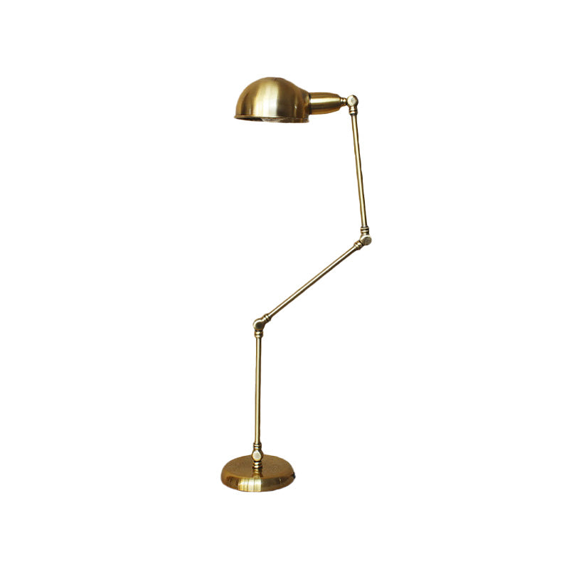 Retro Swing Arm Bedroom Desk Light With Dome Shade - Stylish Metal Design 1 Black/Brass