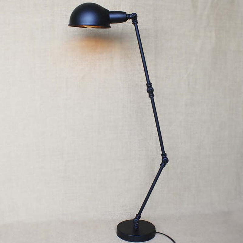 Retro Swing Arm Bedroom Desk Light With Dome Shade - Stylish Metal Design 1 Black/Brass Black