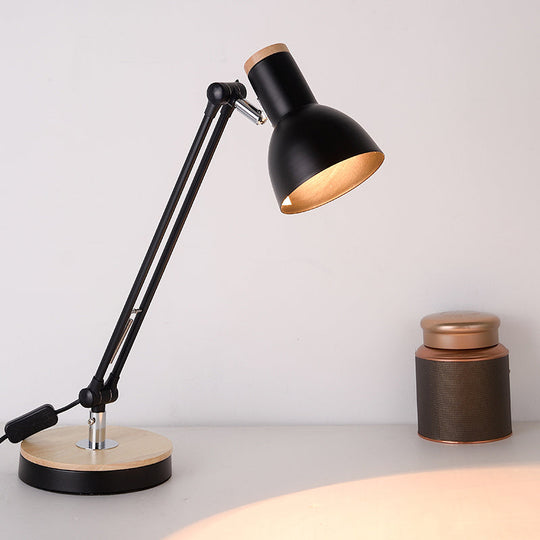 Metal Desk Lamp: Loft Style Matte Black/White Dome Shade Flexible Indoor Lighting Black