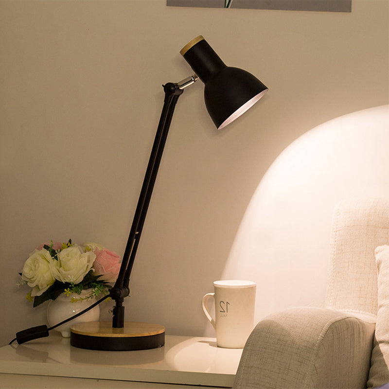 Metal Desk Lamp: Loft Style Matte Black/White Dome Shade Flexible Indoor Lighting