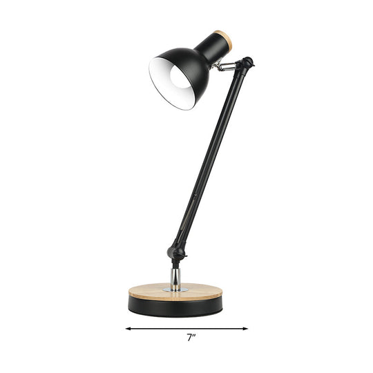 Metal Desk Lamp: Loft Style Matte Black/White Dome Shade Flexible Indoor Lighting