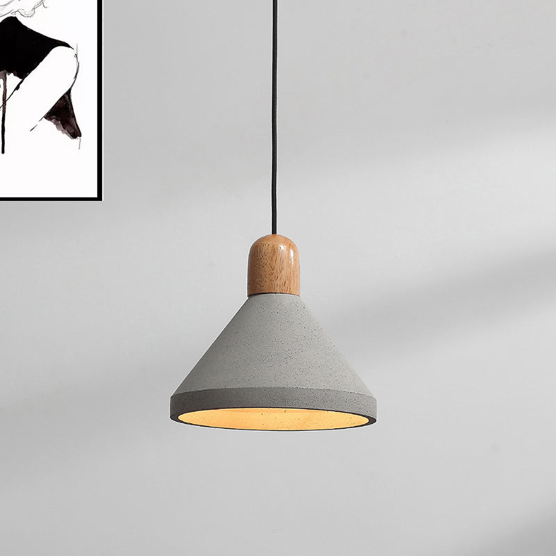 Conic Shade Cement Farmhouse Pendant Light For Bar Ceiling - Grey
