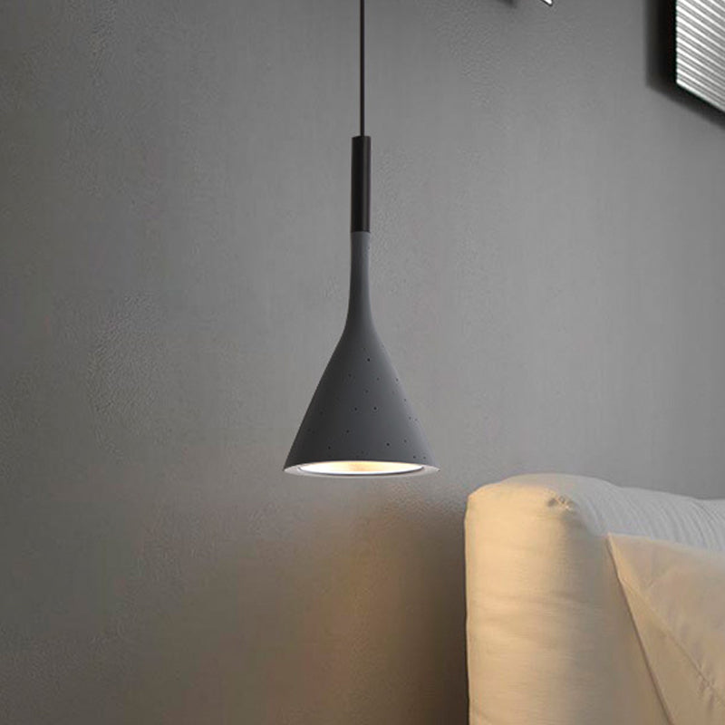 Industrial Hanging Pendant Lamp with Funnel Shade - Black/Grey, Aluminum and Concrete Ceiling Light Fixture