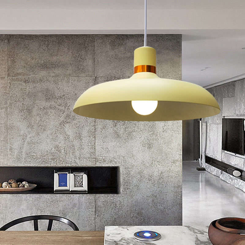 Macaron Style Pendant Lamp with Aluminum Barn Shade - Grey/Blue Restaurant Ceiling Light Fixture