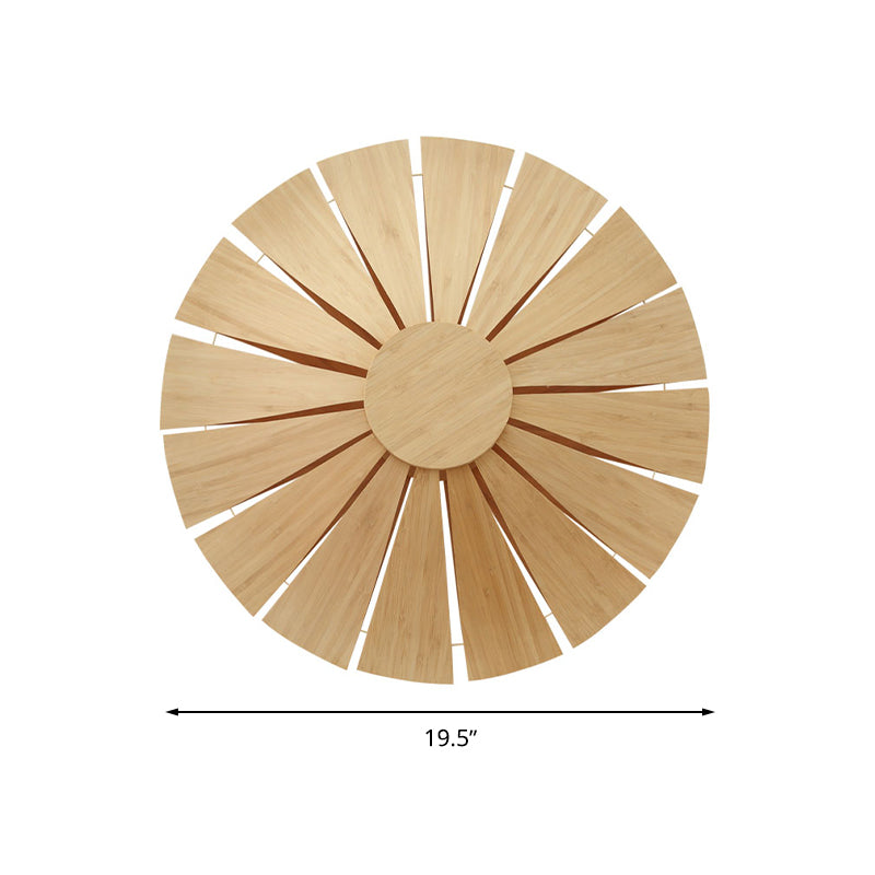 Modern Wood Veneer Wall Sconce Lighting - 19.5/23.5 Diameter Circular Design 1 Light For Living Room