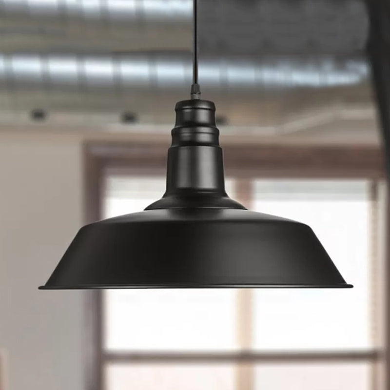 Barn-Inspired Pendant Light Industrial Metal Suspension Black Perfect For Study Room / 10