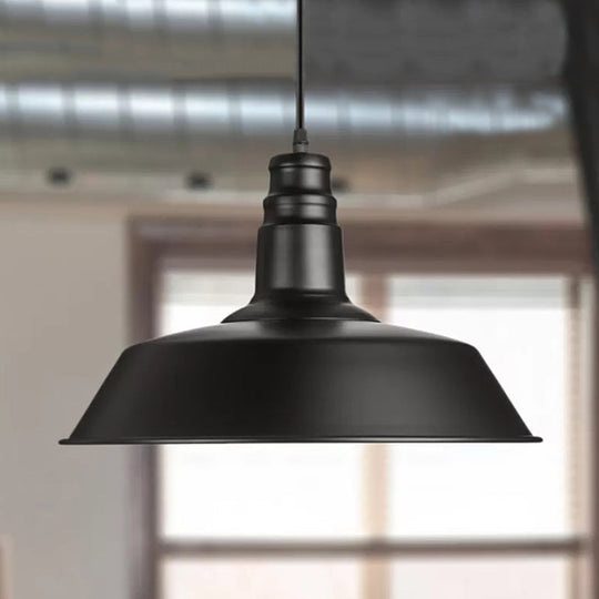 Barn-Inspired Pendant Light Industrial Metal Suspension Black Perfect For Study Room / 10