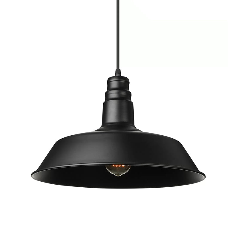 Barn-Inspired Pendant Light Industrial Metal Suspension Black Perfect For Study Room