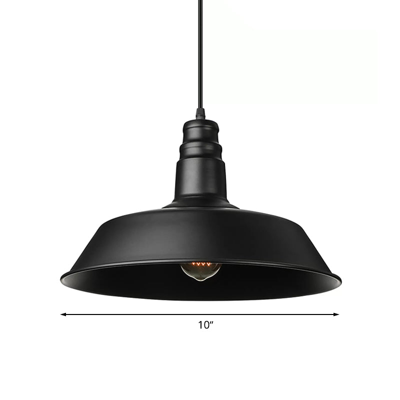 Barn-Inspired Pendant Light Industrial Metal Suspension Black Perfect For Study Room