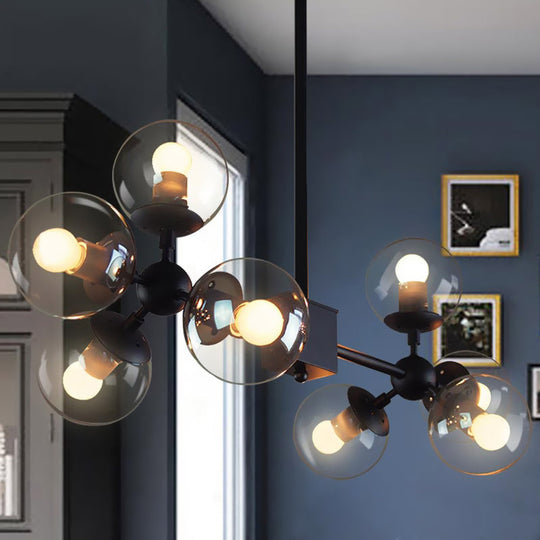 Branch Shape Pendant Light - Modern Black Glass Chandelier With 8 Bulbs For Living Room
