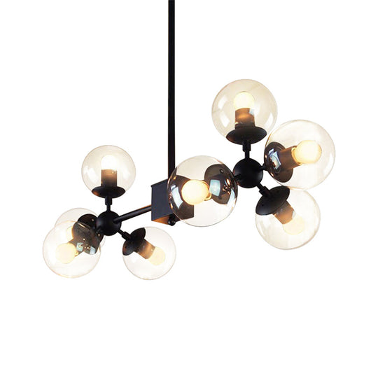 Branch Shape Pendant Light - Modern Black Glass Chandelier With 8 Bulbs For Living Room