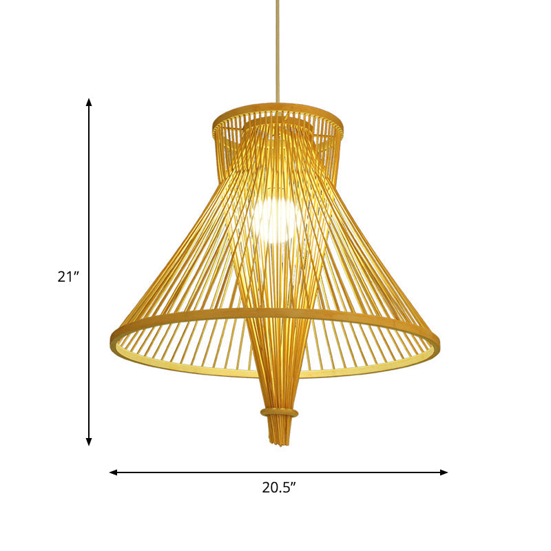 Bamboo Lantern Pendant Light: Simple Style In Beige | Hanging Lamp For Dining Room