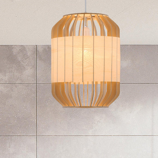 Contemporary Beige Bamboo Pendant Light For Dining Room