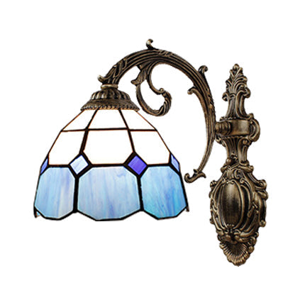 Baroque Style Blue Glass Bowl Wall Sconce Indoor Corridor Lighting
