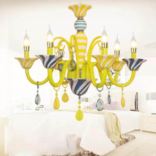 Yellow Crystal Deco Pendant Light For Contemporary Kindergarten Spaces 6 /