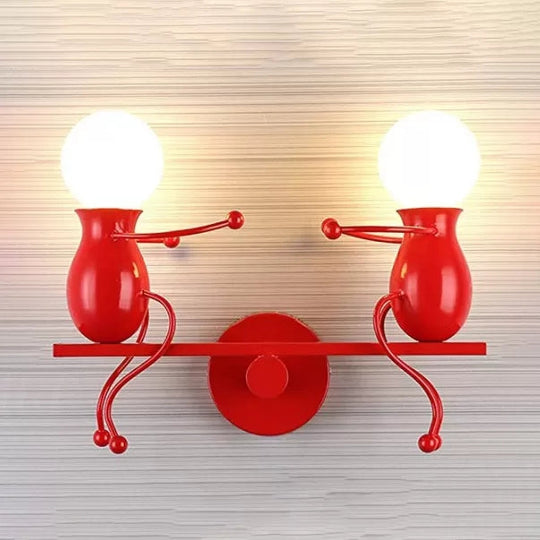 Modern Metallic Led Wall Sconce: Creative Seesaw Design 2 Lights Small Size Ideal For Bathrooms Red