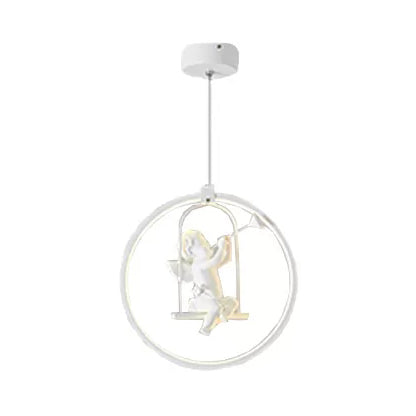 White Resin Angel Acrylic Pendant Light - Modern Dining Room Lamp / A