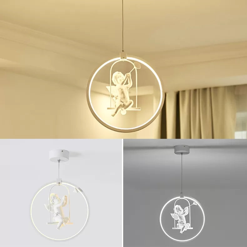 White Resin Angel Acrylic Pendant Light - Modern Dining Room Lamp