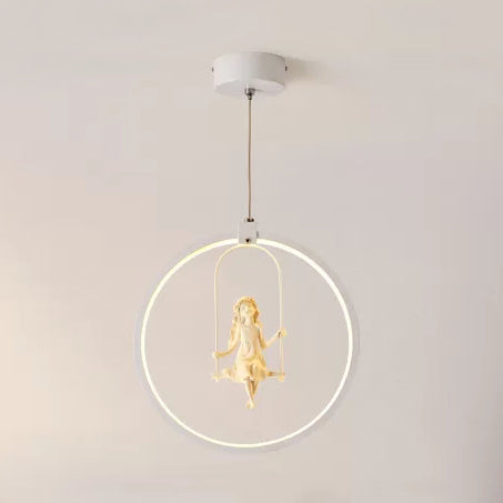 White Resin Angel Acrylic Pendant Light - Modern Dining Room Lamp / B