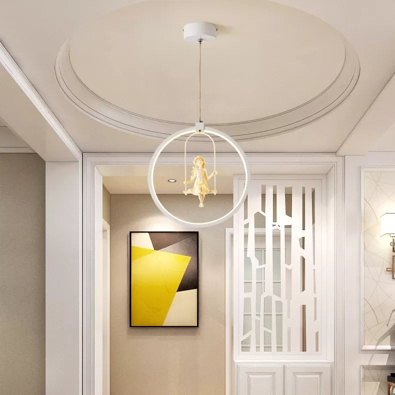 White Resin Angel Acrylic Pendant Light - Modern Dining Room Lamp