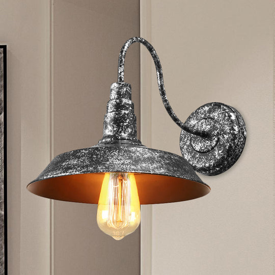Antique Style Barn Wall Sconce With Gooseneck Arm In Bronze/Rust - Ideal For Bedroom Lighting