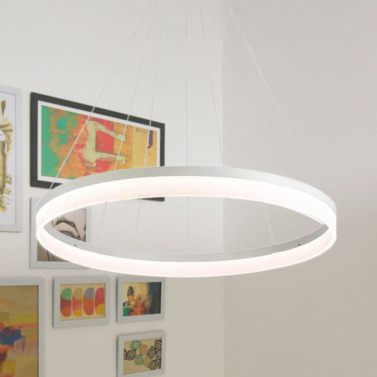 Modern Round Led Chandelier Pendant - Acrylic 1/2/3-Light Ceiling Light Fixture In Black/White/Gold