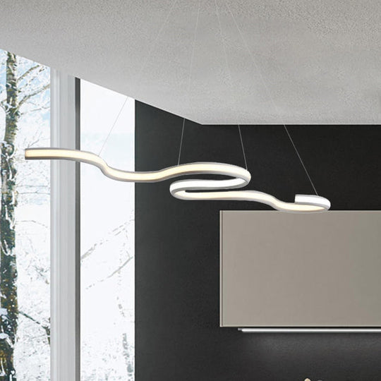 Modern Led Ceiling Light: Acrylic Shade White Twist Chandelier Pendant In Versatile Lighting Tones