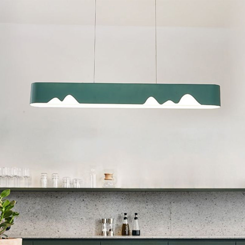 Modern LED Linear Chandelier - White/Black/Green - Rectangular Design - Hanging Ceiling Light in White/Warm Light - 35.5"/47" Wide