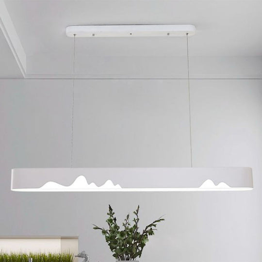 Modern Led Rectangular Linear Chandelier With Metal Hanging Ceiling Light (White/Black/Green) -