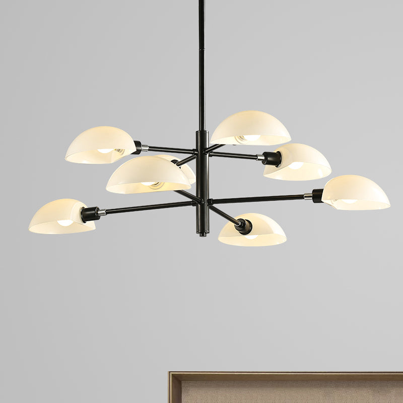 Nordic Style 1/2 Tiers Chandelier With Spoon Shade - Metal Ceiling Light (4/6/8 Lights) Black/Gold