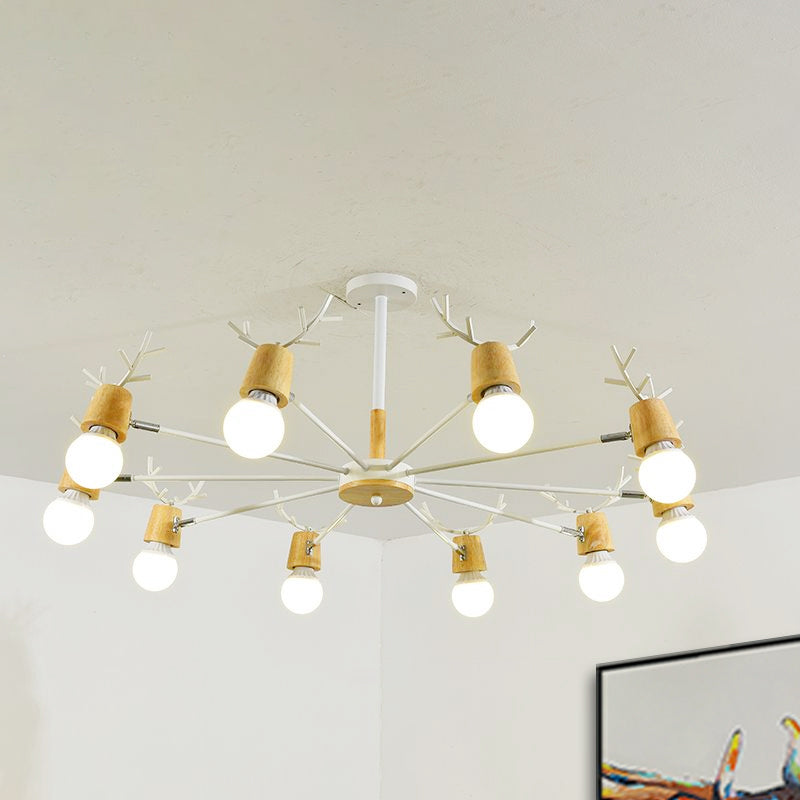 Sputnik Metal Chandelier - Modern Ceiling Hang Fixture With Bare Bulb For Bedroom 3/6/8 Lights