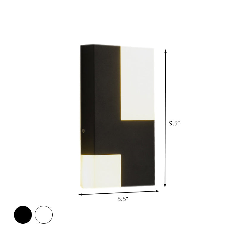 Modern Led Acrylic Wall Sconce Light - White/Black Rectangular Minimalist Lamp For Bedside