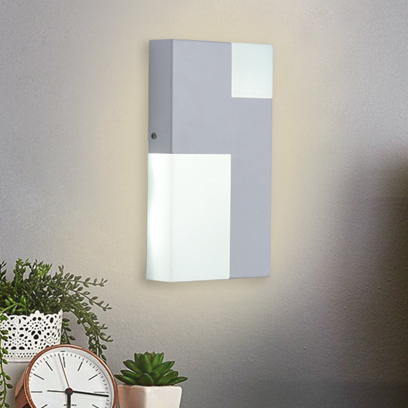 Modern Led Acrylic Wall Sconce Light - White/Black Rectangular Minimalist Lamp For Bedside White