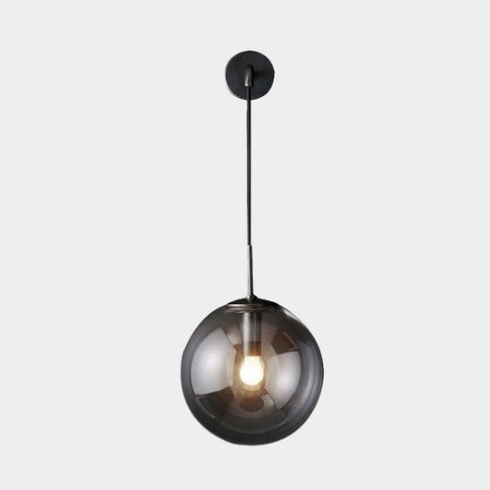 Smoked Glass Sconce Light: Modern Wall Lighting Fixture With 1 Bulb In Black/Brass 8/10 - Ideal For