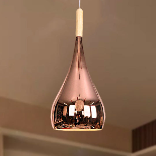 Teardrop Hanging Light Fixture Contemporary Chrome/Rose Gold Metal Pendant Ceiling For Kitchen Rose