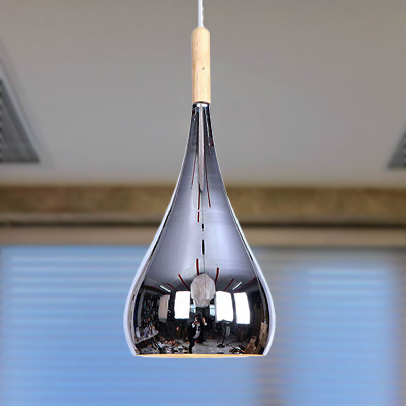 Teardrop Hanging Light Fixture Contemporary Chrome/Rose Gold Metal Pendant Ceiling Light for Kitchen