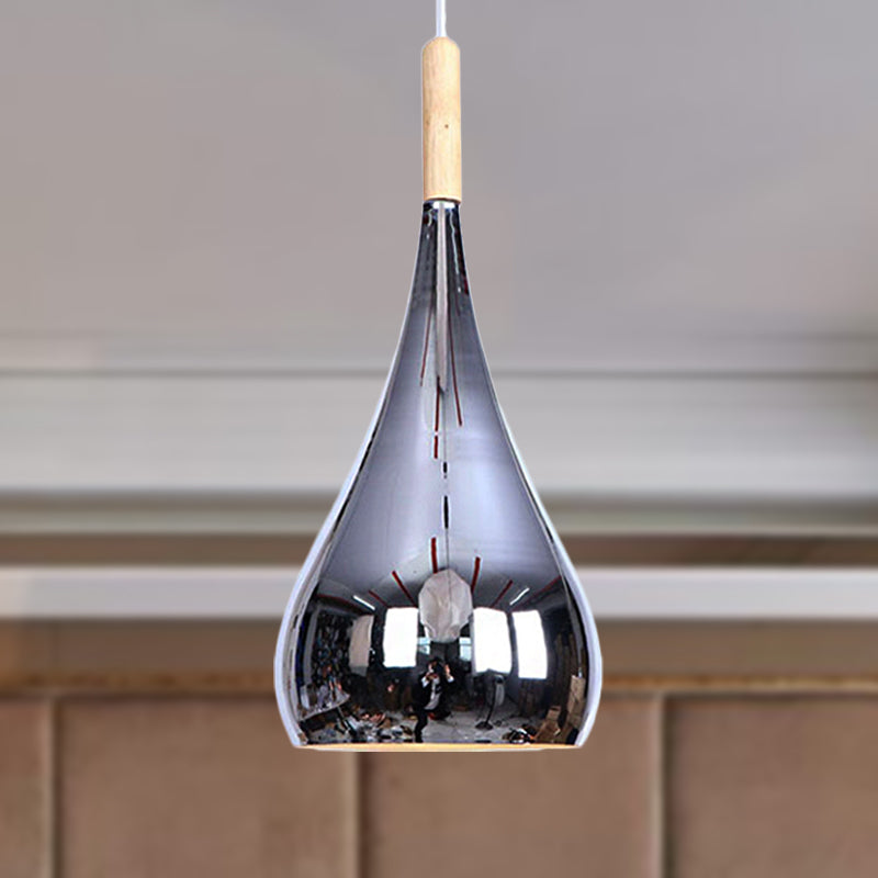 Teardrop Hanging Light Fixture Contemporary Chrome/Rose Gold Metal Pendant Ceiling For Kitchen