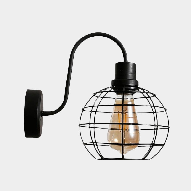 Retro Wire Metal Wall Sconce Light In Black For Living Room Decor