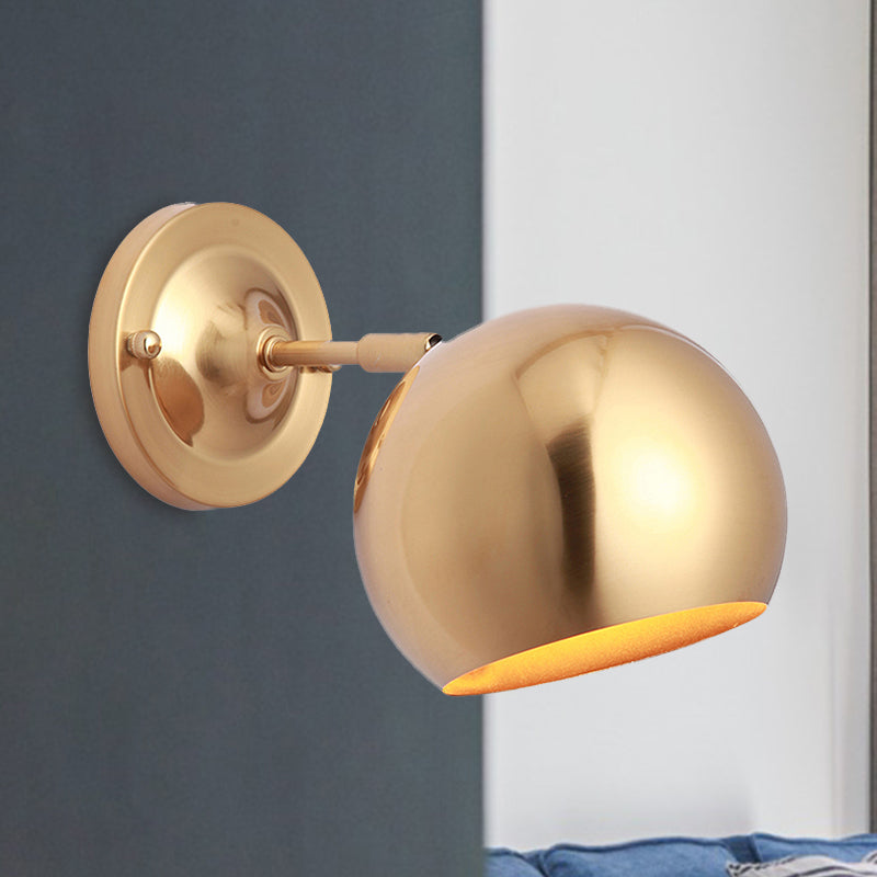 Loft Style Brass Wall Sconce With Metal Globe Shade And 1 Bulb For Dining Room Lighting